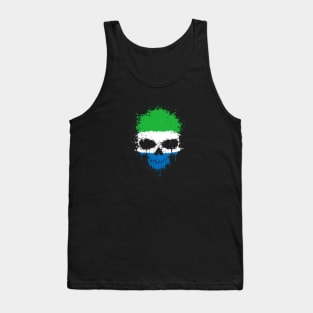 Chaotic Sierra Leone Flag Splatter Skull Tank Top